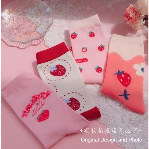Japanese Soft Sister Girl Lo Mother Pile Socks Sweet Cream Strawberry Socks Lolita Socks Cotton Socks Pile Socks Cosplay Mori