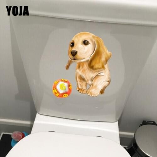 YOJA 18.1*21.8CM Playing Cartoon Dog Toilet Sticker Home Room Decoration Wall Decals T1-0341