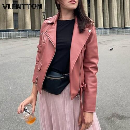 2020 Autumn Women Purple Chic Sashes Soft PU Faux Leather Jacket Zipper Biker Jackets Coat Female Casual Outwear Tops Mujer