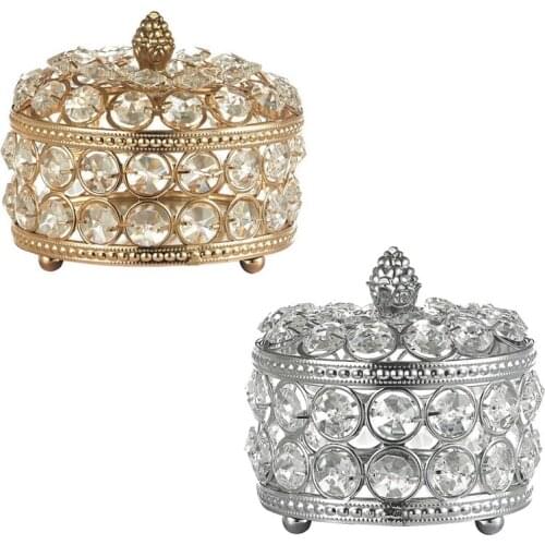 Crystal Jewelry Box Iron Art Plating Jewelry Box Watch Jewelry Crystal Storage Box Desktop Organizer Box