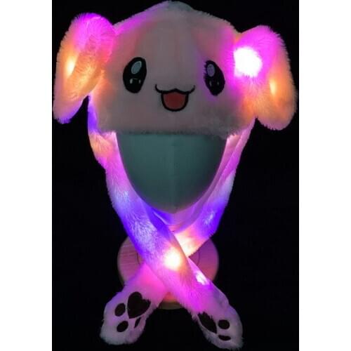 2021 Rabbit Womens Hat Beanie Plush Can Moving Bunny Ears Hat with Shine Earflaps Movable Ears Hat for Women Child Girls Sweet