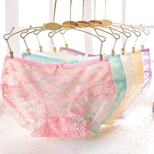 Women Sexy Lace Lingerie Temptation Panties Embroidery Transparent Hollow Out Underwear Female Briefs G-String Underpants Ladies