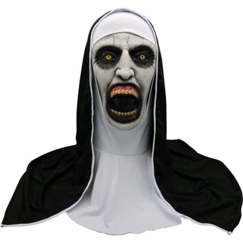 Creepy Scary The Nun Halloween Horrible Mask Cosplay Costume Mask for Adults