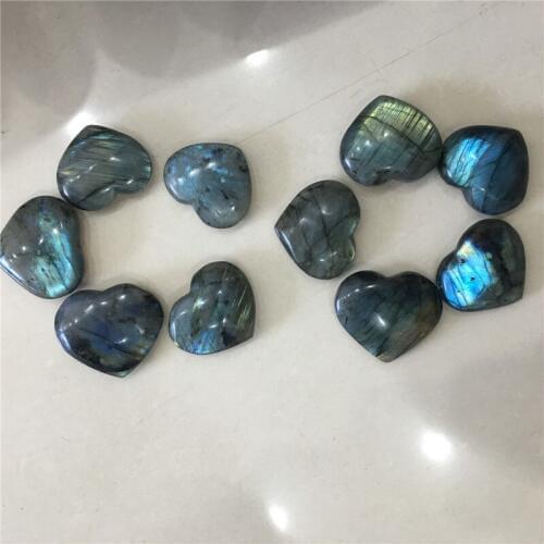 10pcs natural stones and minerals labradorite heart shaped gemstones reiki healing crystals as gifts for home decoration