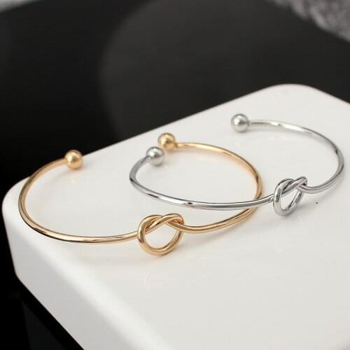 100pcs Fashion Accessories Knot Heart Cuff Bangles Opening Bracelet Trinket For Women Girl Jewelry DIY Gift