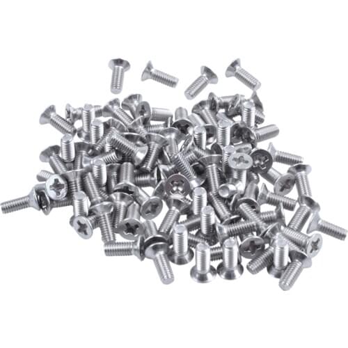 100Pcs M3x8mm Thread Phillips Flat Head Countersunk Bolts Screws