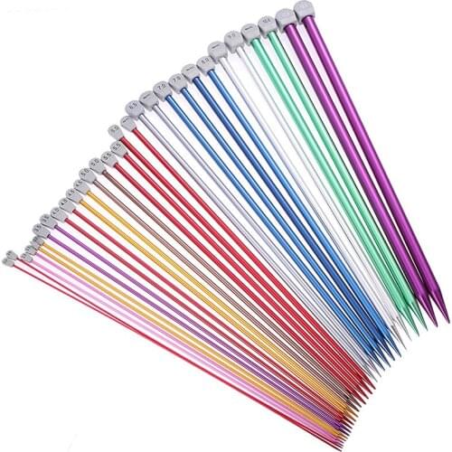 2Pcs/Set Single Pointed Knitting Needles Pins Straight Aluminum Diy Weaving Tool Long Sweater Scarf Needle 2-12MM