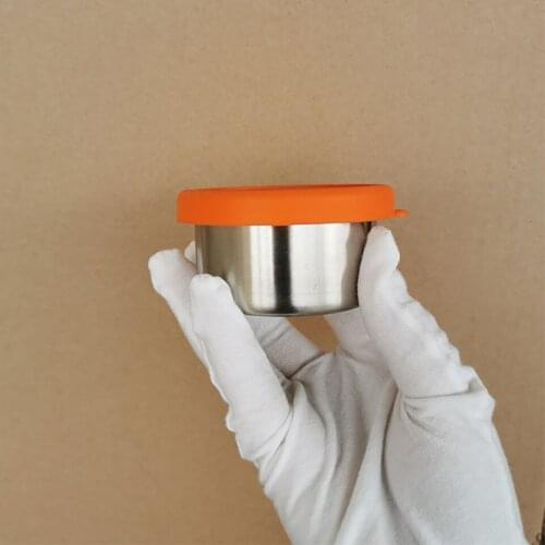 2PCS Portable Mini Sauce Storage Containers with Lid Stainless Steel Dipping Sauce Cups Fits in Bento Box For Lunch Salad