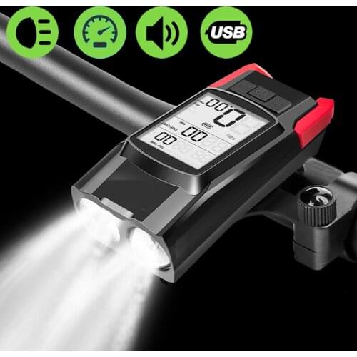 3 In 1 Bike Light Bicycle Computer Horn MTB Cycling Bike Odometer Front Flashlight 800 Lumen LED Bike Lamp 4000mAh Cycling Light