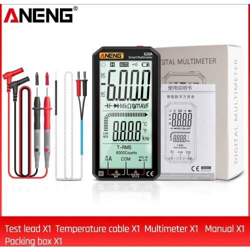 ANENG 620A 6000 Counts Digital Smart Multimeter Transistor Testers True RMS Auto Electrical Capacitance Meter Temp Resistance