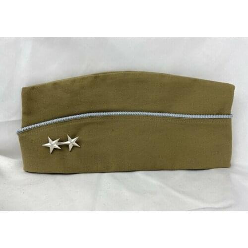 WW2 US ARMY KHAKI GARRISON CAP HAT & OFFICER 2 STAR MAJOR GENERAL RANK armyshop2008