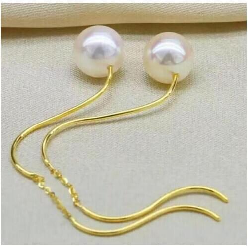 Free shipping charming 10-11mm SouthSea dangle white pearl earring 925silver