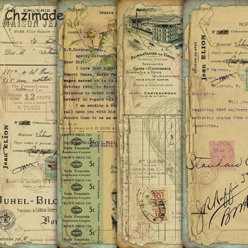 Chzimade 4Pcs Vintage Junk Journal Letter Paper Sticker For Scrapbooking Album Diary Diy Happy Planner Home Decoration