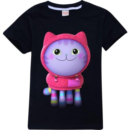 Childrens clothing cotton casual tops boys girls short sleeve T-shirts gabby cats shirt 3D cartoon printed sports tees O-neck