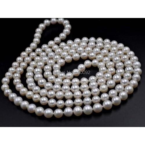 Long 60" about 9mm near round Furrow thick cultured pearl necklace
