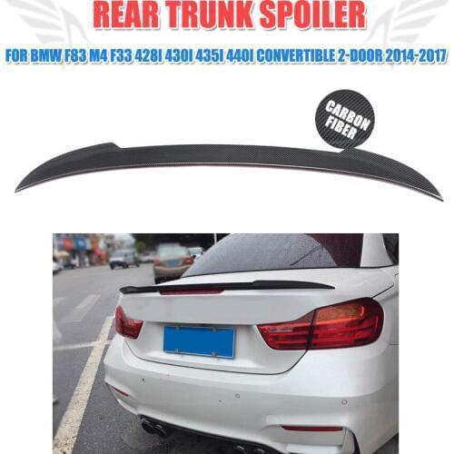 For BMW 4 Series F83 M4 F33 428i 430i 435i 440i Convertible 2-Door 2014 - 2018 Carbon Fiber Rear Trunk Spoiler Wing Lip Sticker