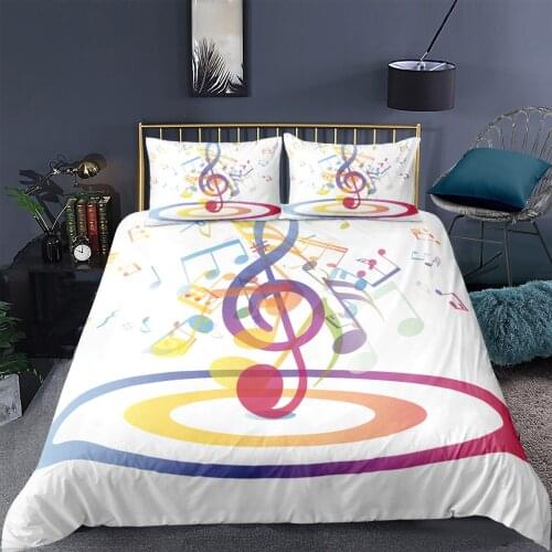3D Printing Bedding Set Piano Keys Music Note Treble Clef Staff Black & White 2/3 Pieces Duvet Cover Sets Microfiber Bed Clothes