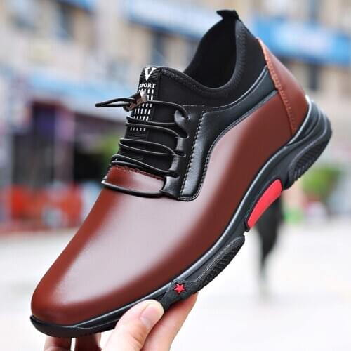 Mens Casual Shoes Leather PU Black Spring Male Footwear Loafers Soft Bottom Lace Up Outdoor Business Sneakers Shoes For Men