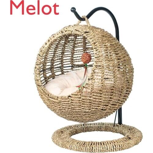 Round Winter Cats Nest General Purpose for Semi Closed Opening with Pad Washable Cat Bed House Basket Pet Supplies Cat Hammock