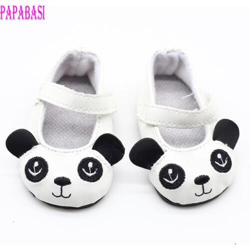 Papabasi 18 inch 45CM Girls Dolls Cute Panda Leather Shoes Doll Accessory 43cm Baby Doll Mini Toys shoes