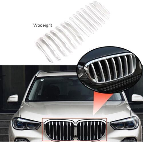 Wooeight 14Pcs/Set Matte Silver Car Front Grille Trim Sport Strips Covers Motorsport Power Stickers Fit For BMW X5 2019