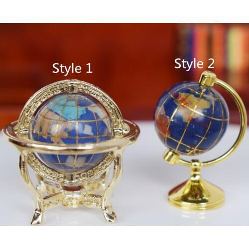 Umedolly 1PCS 1/12 Dollhouse Miniature Turnable Globe With Golden Stand Rolling Globe Pretend Play Toy Accessories