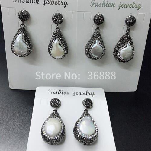 Fashion bohemian retro droplet full of of natural white pearl earrings accessories 100 with delicate ear accessories