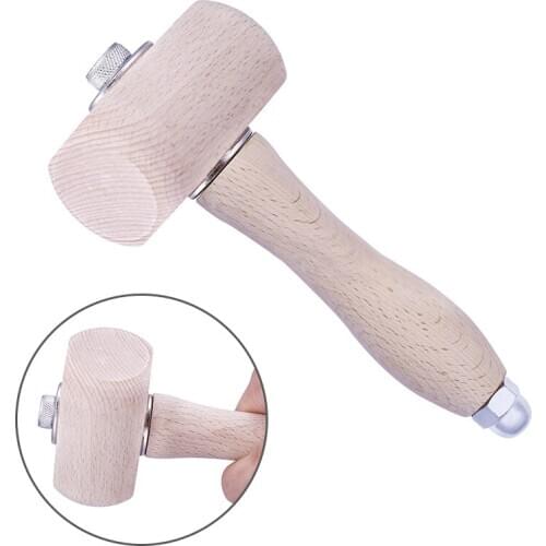 Imzay DIY Craft Cowhide Punch CuttingWooden Hammer Tool with Wood Handle Leathercraft Carving Craft Hammer