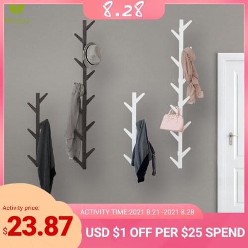 Mrosaa Bamboo Wooden Hanging Coat Rack Wall Hook Clothes Hanger Living Room Bedroom Decoration Hanger Wall Shelves 6/8/10 Hooks