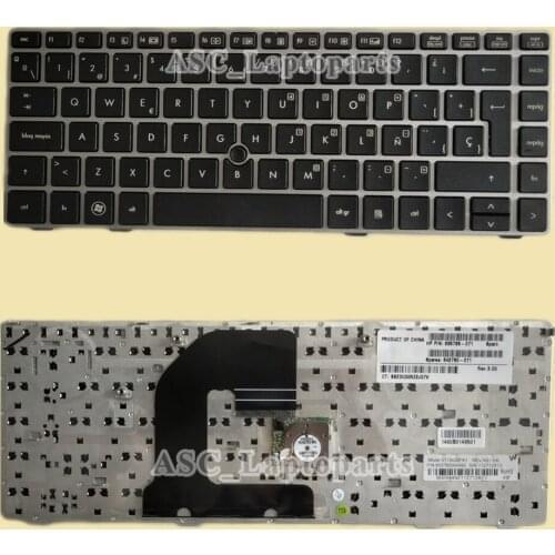 New Laitn Spanish Español Teclado Keyboard For HP Probook 6460b 6465b Silver Frame Black With Point Stick