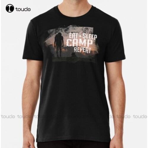 New Eat Sleep Camp Repeat 8 Premium T-Shirt Cotton Tee Shirt S-5Xl