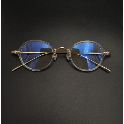 Pure titanium retro small oval glasses for men and women optical myopia glasses