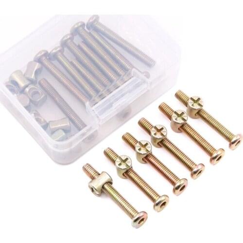 GTBL M6 x 35mm Zinc Plated Hex Drive Socket Cap Furniture Barrel Screws Bolt Nuts Assortment Kit for Furniture Cots Beds Crib an