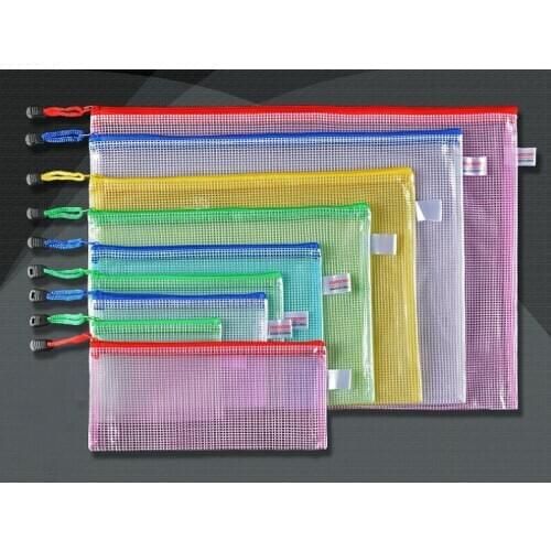 Office Home Plastic Pen File A3 A4 A5 A6 B4 B5 B6 B8 Document Bags Zipper Folders Pockets