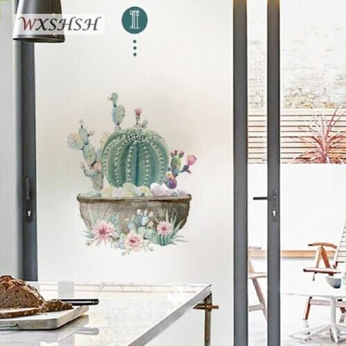 Custom Size Static Cling Window Film Succulent Pattern Hand Painting Privacy Protection Removable Reusable Home Decorative Foil