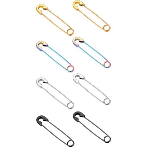 Trendy Punk Rock Safety Pin Stud Earrings For Women Men Stainless Steel Unique Design Gold/Silver Color Party Jewelry Gift