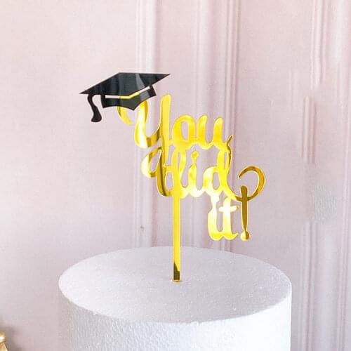 You did it Cake Topper Gold Rose Gold Acrylic Cake Topper for Graduations College Graduate Celebration Party Cake Decoration