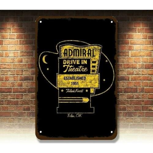 1951 ADMIRAL Drive-In Theatre TULSA OK OKLAHOMA Vintage Look REPLICA METAL SIGN
