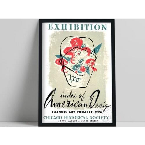 Vintage Exhibition Poster, Chicago Historical Society American Design Index Canvas Prints, Color Abstract Wall Art, Idea Gift