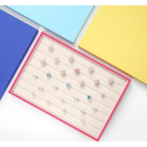 Linen Ring Earrings Display Tray Slot Fashion Jewelry Cufflinks Organizer Holder Case Box Showcase Ring Earring Jewelry Display