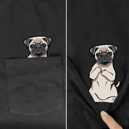 Funny T Shirt Fashion Brand summer pocket dog printed t-shirt mens for women shirts Hip hop tops funny cotton tees