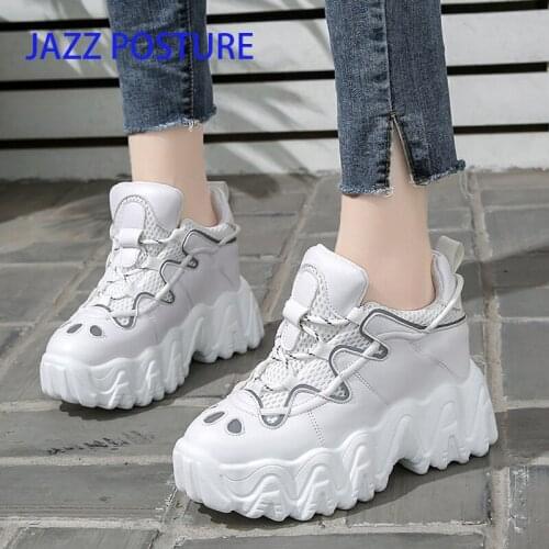 Spring Autumn Women Ankle Fashion White black High Top Platform Shoes Woman Height Increasing Sneakers Creeper z587