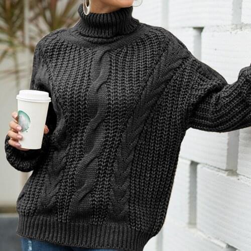 Winter Women Turtleneck Fall Sweater Loose Elegant Warm Knitted Pullovers Solid Knitwear Jumper Tops Sueter Mujer