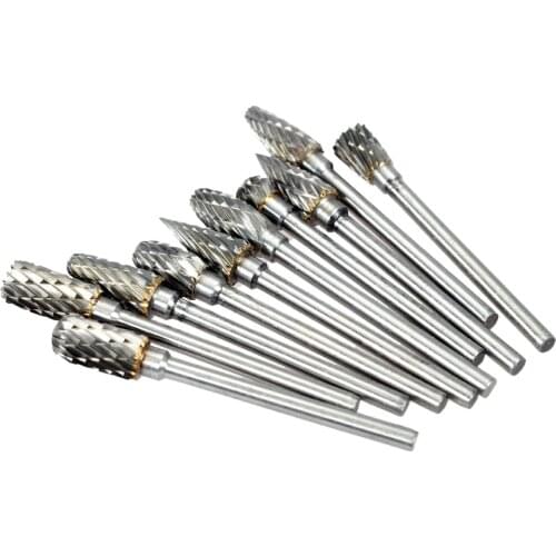 10 pcs Card Grinding Accessories Electric Dremel Tool Kits Tungsten Steel Carbide Milling Cutter for for DIY Engraving Cutting