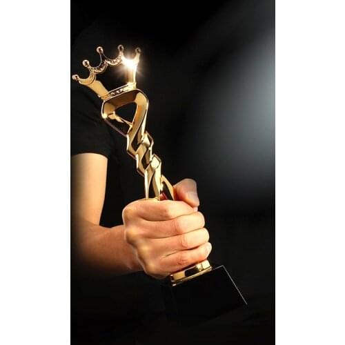 12.6'' Free Customized Crown Trophy Golden Cups Trophy Award Champions Winner Educational Props Trofeo Reward Best Prize Trophy