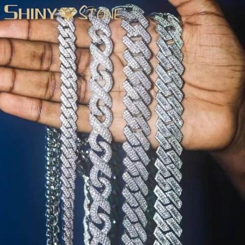 2021 Women Mens Iced Out Big Heavy Chunky 19mm Cuban Rapper Necklace Hip Hop Bling Baguette Cubic Zirconia CZ Choker Jewelry