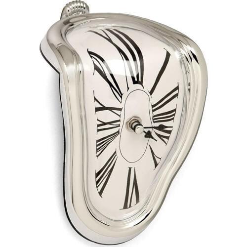 4 Colors Creative Twist Melting Wall Clock Novelty Gifts Hour Bell Roman Shelf Sitter Bracket Clock Home Decoration Novelty Gift