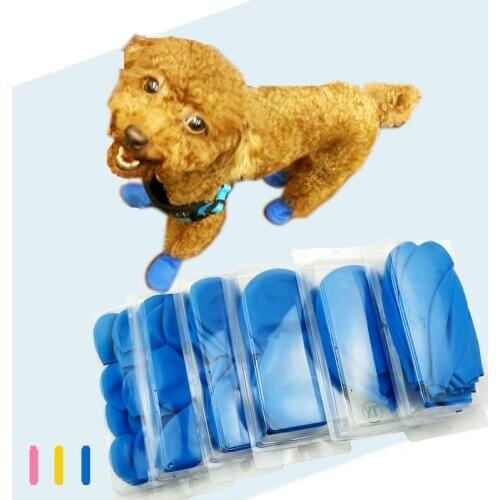 4 pcs Waterproof Dog Shoes Pets Boots Socks For Small Dogs Cats Non Slip Rubber Rain Dog Shoes Socks for Outdoor Candy Colors