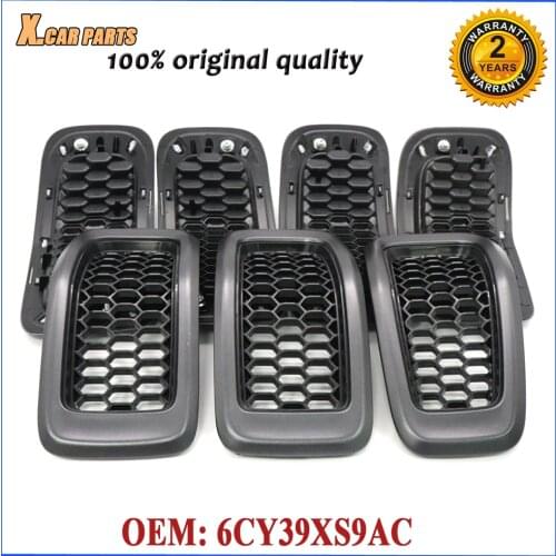 7PCS Black Front Radiator Grille Inserts 6CY39XS9AC 5RB21XS9AB For Jeep Cherokee 2014-2018