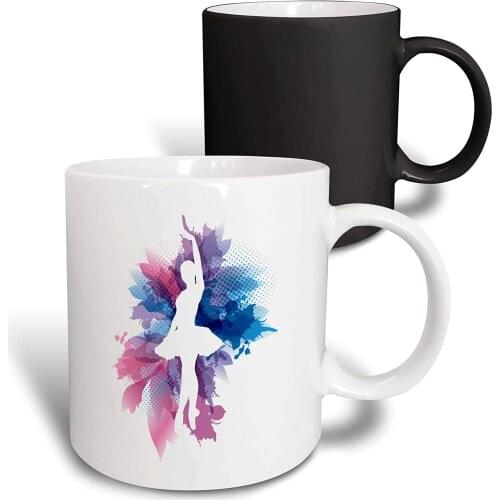 Ballet In Grey Mug, 11 oz, Black/White